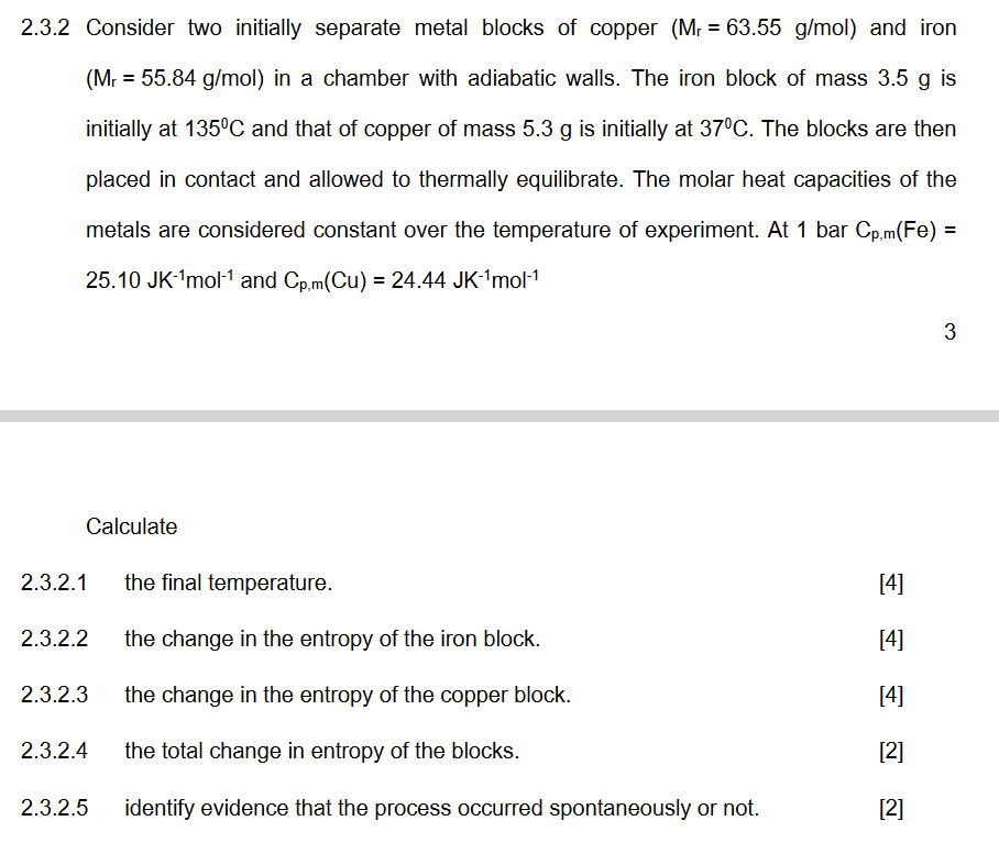 Solved Please assist with the attached Physical Chemistry | Chegg.com