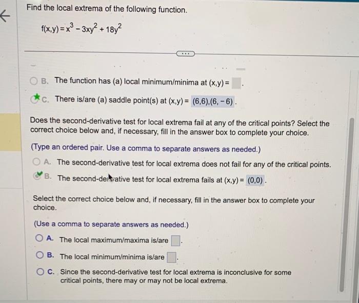 Solved Find The Local Extrema Of The Following Function