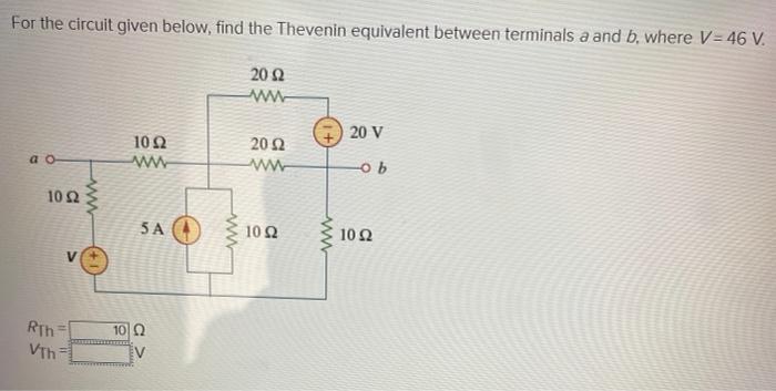 Solved For the circuit given below, find the Thevenin | Chegg.com