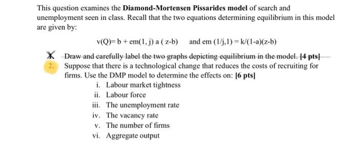 Solved This question examines the Diamond-Mortensen | Chegg.com