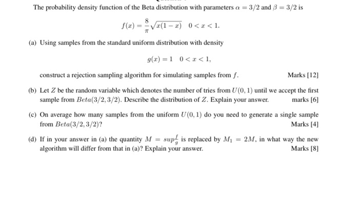 Solved The Probability Density Function Of The Beta Distr Chegg Com