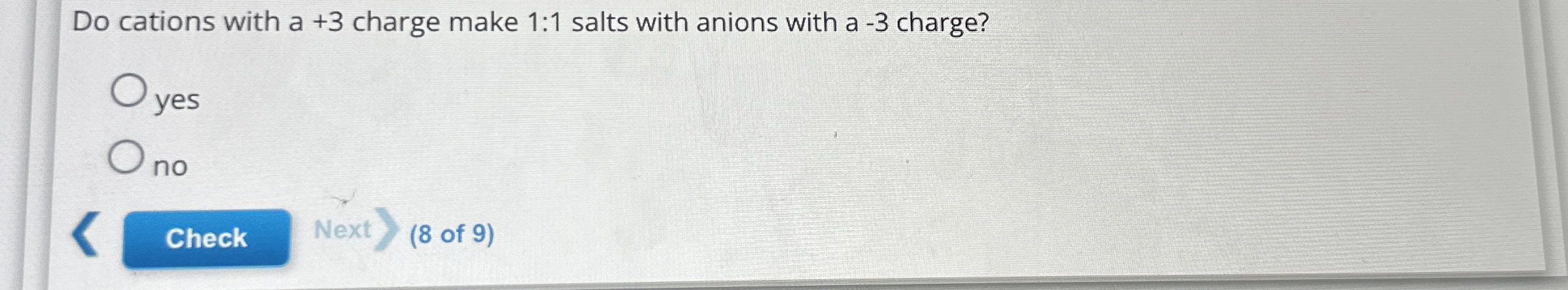 Solved Do cations with a+3 ﻿charge make 1:1 ﻿salts with | Chegg.com
