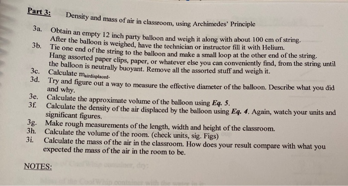 Solved Density and mass of air in classroom, using | Chegg.com