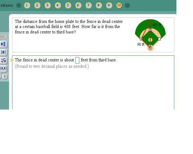 Solved The distance from the home plate to the fence in dead