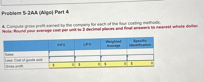 Solved Problem 5-2AA (Algo) Periodic: Alternative Cost Flows | Chegg.com