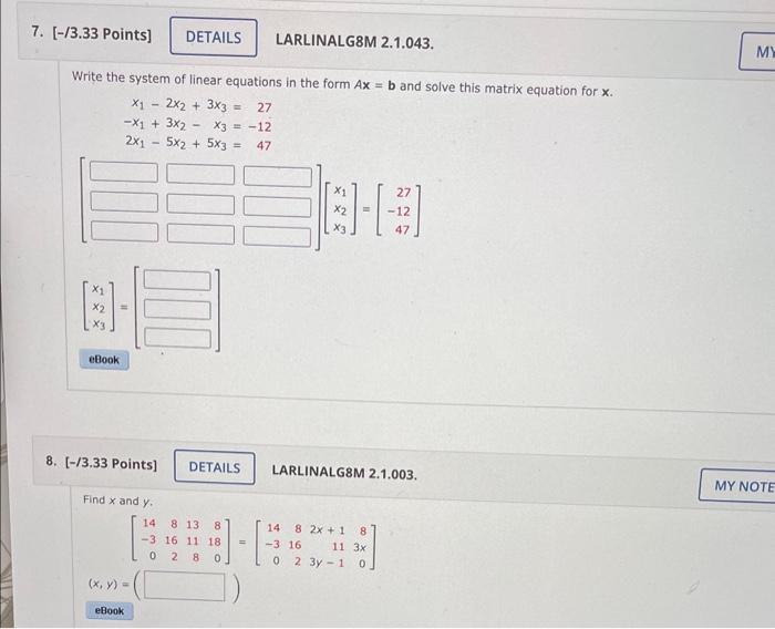 Solved Express The Column Matrix B As A Linear Combination | Chegg.com