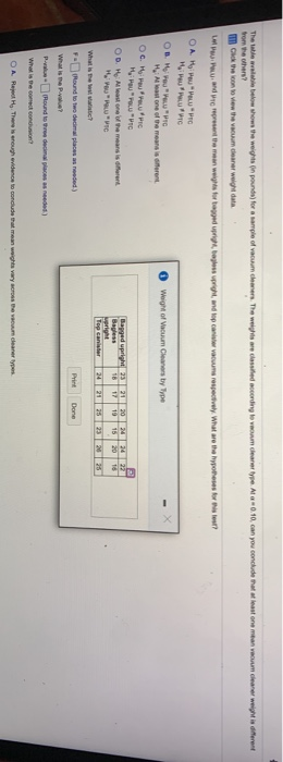 Solved The table wible below shows the weights on pounds) | Chegg.com