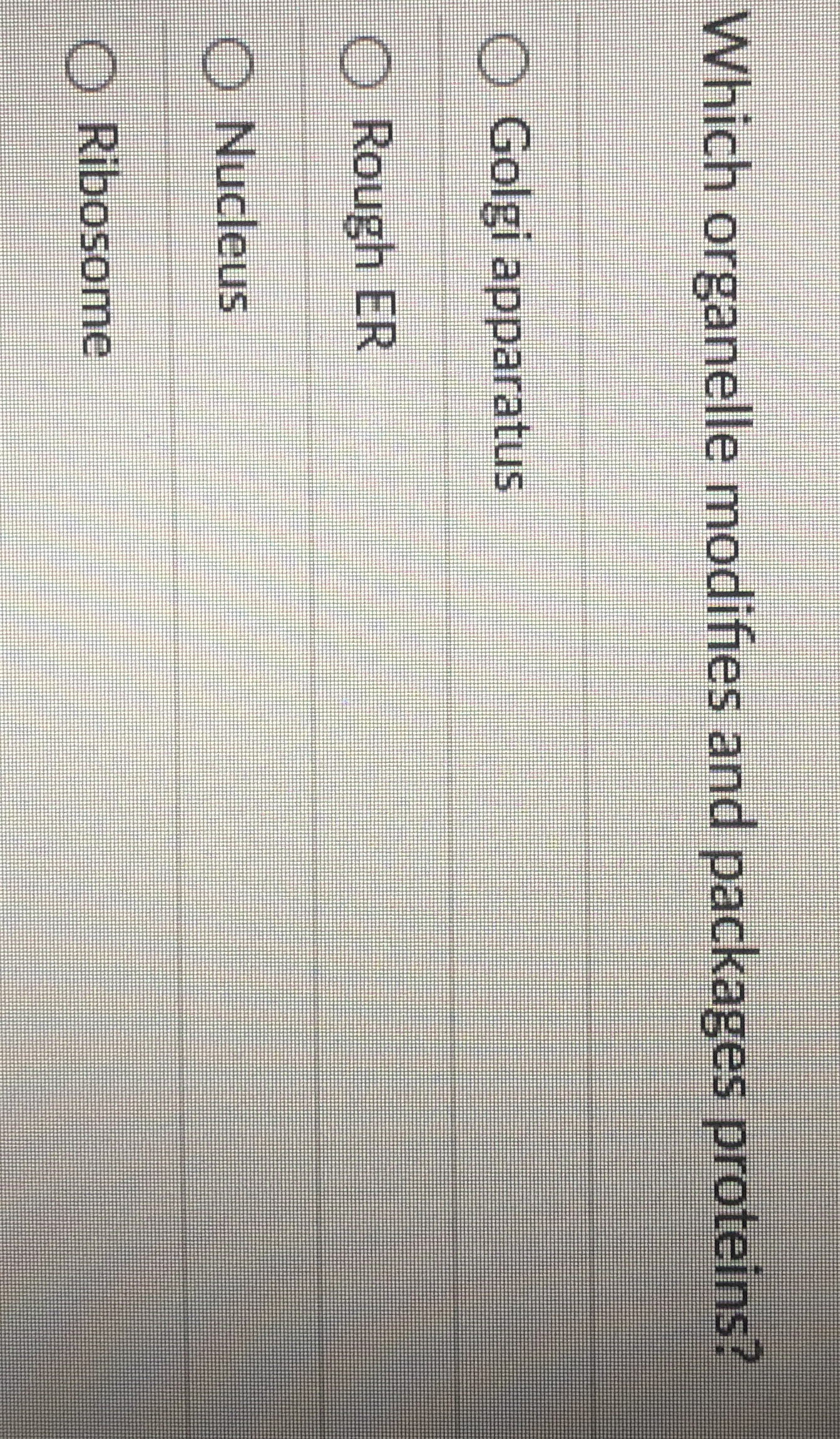 Solved Which organelle modifies and packages proteins?Golgi | Chegg.com