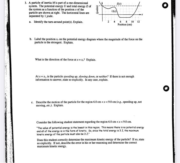 Solved E(x) 3. A particle of inertia Mis part of a | Chegg.com