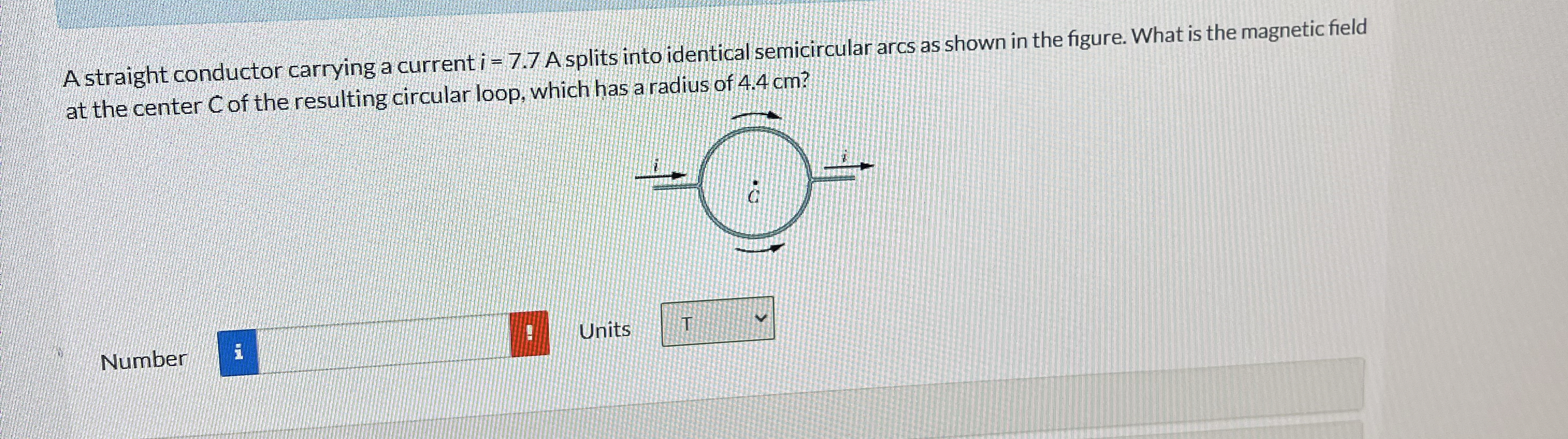 Solved A straight conductor carrying a current i=7.7 ﻿A | Chegg.com