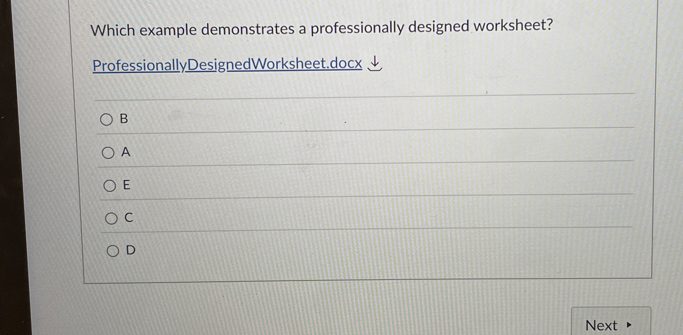 [Solved] Which example demonstrates a professionally design