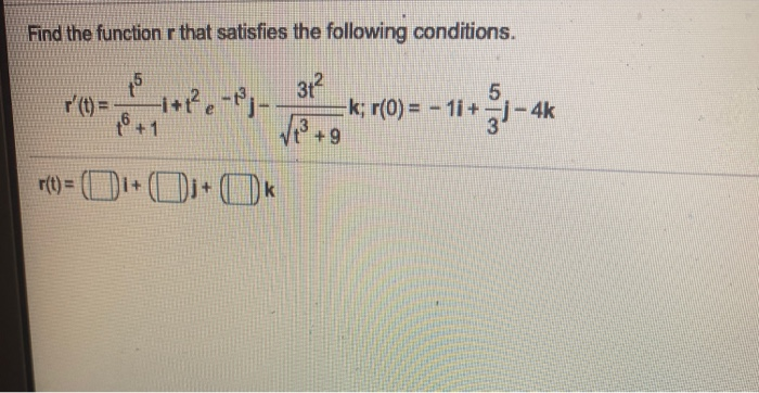 Solved Find the function r that satisfies the following | Chegg.com