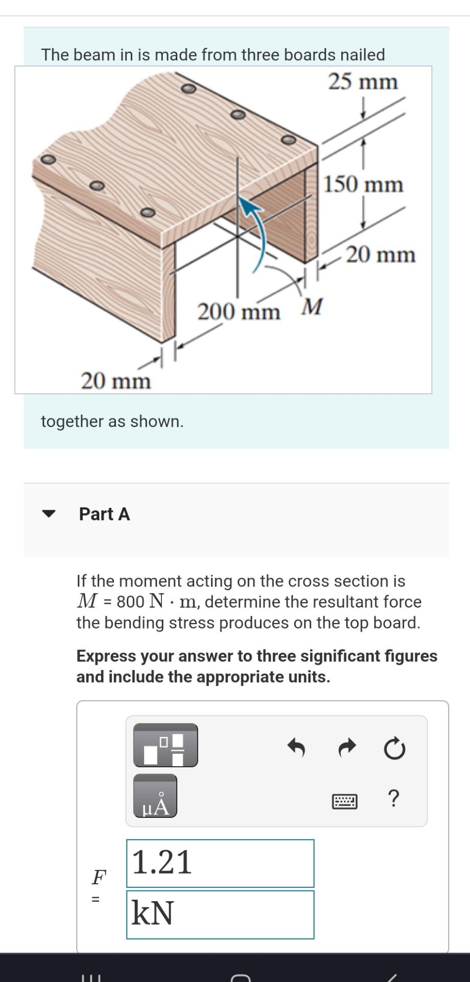 Solved The Beam In Is Made From Three Boards Nailed Together | Chegg.com