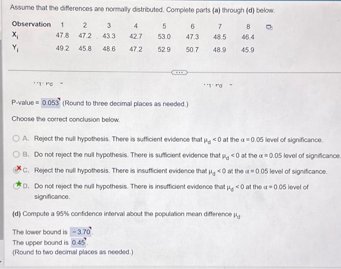 Solved Assume that the differences are normally distributed. | Chegg.com