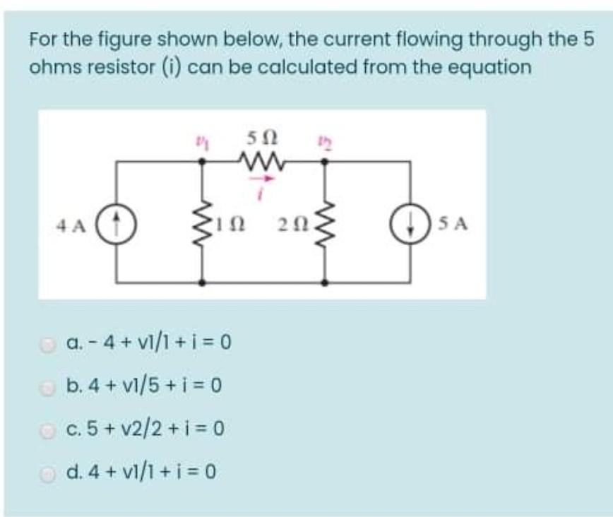Solved For the figure shown below, the current flowing | Chegg.com
