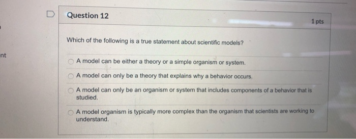 Solved D Question 11 1 pts Which of the following is a | Chegg.com