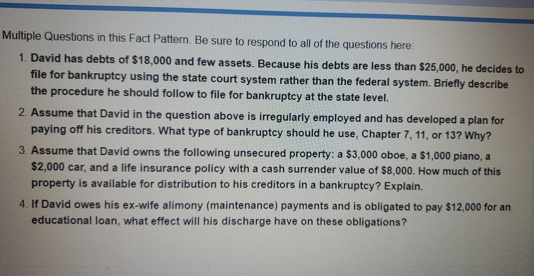 Multiple Questions in this Fact Pattern. Be sure to | Chegg.com