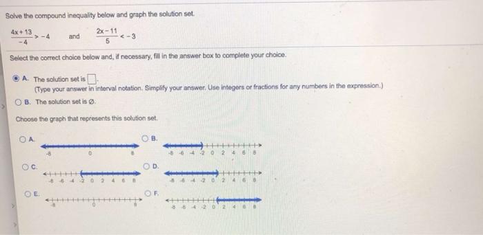 Solved Solve the compound inequality below and graph the | Chegg.com