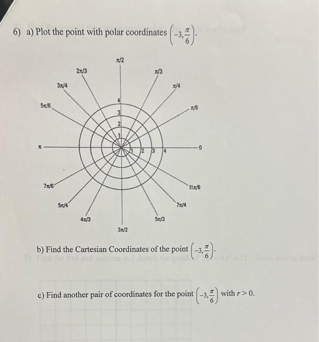 Solved 6 A Plot The Point With Polar Coordinates −3 6π