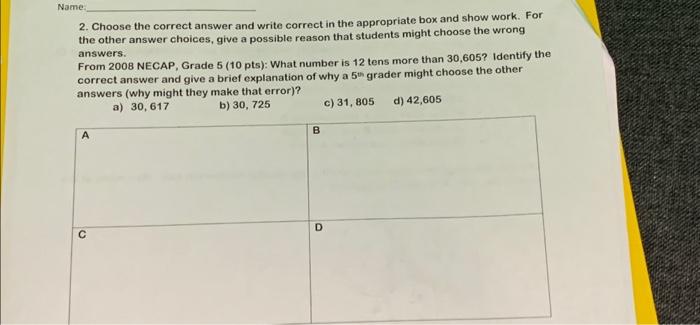 Solved Name: 2. Choose the correct answer and write correct | Chegg.com