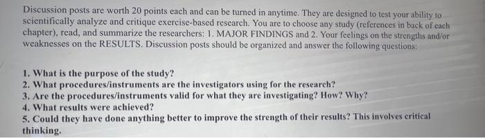 Solved Discussion posts are worth 20 points each and can | Chegg.com