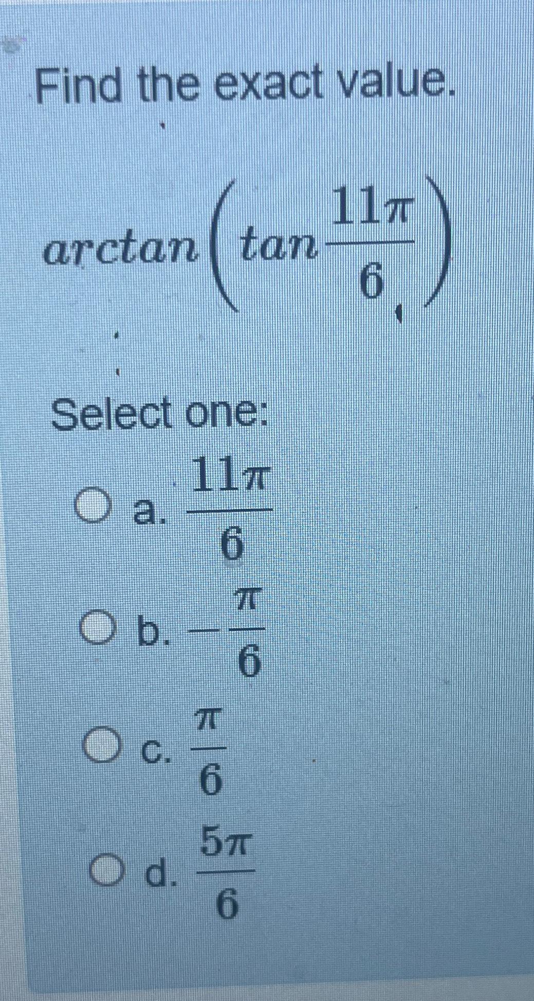 value of tan 11 pi by 6