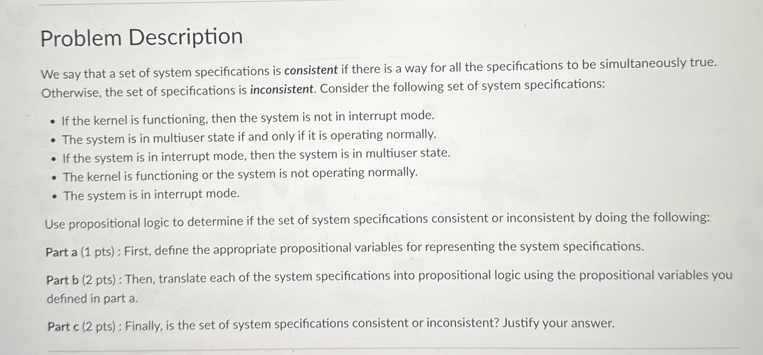 Solved Problem DescriptionWe say that a set of system | Chegg.com