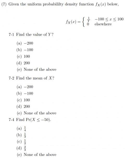 Solved (1) It is not possible to talk about the probability | Chegg.com