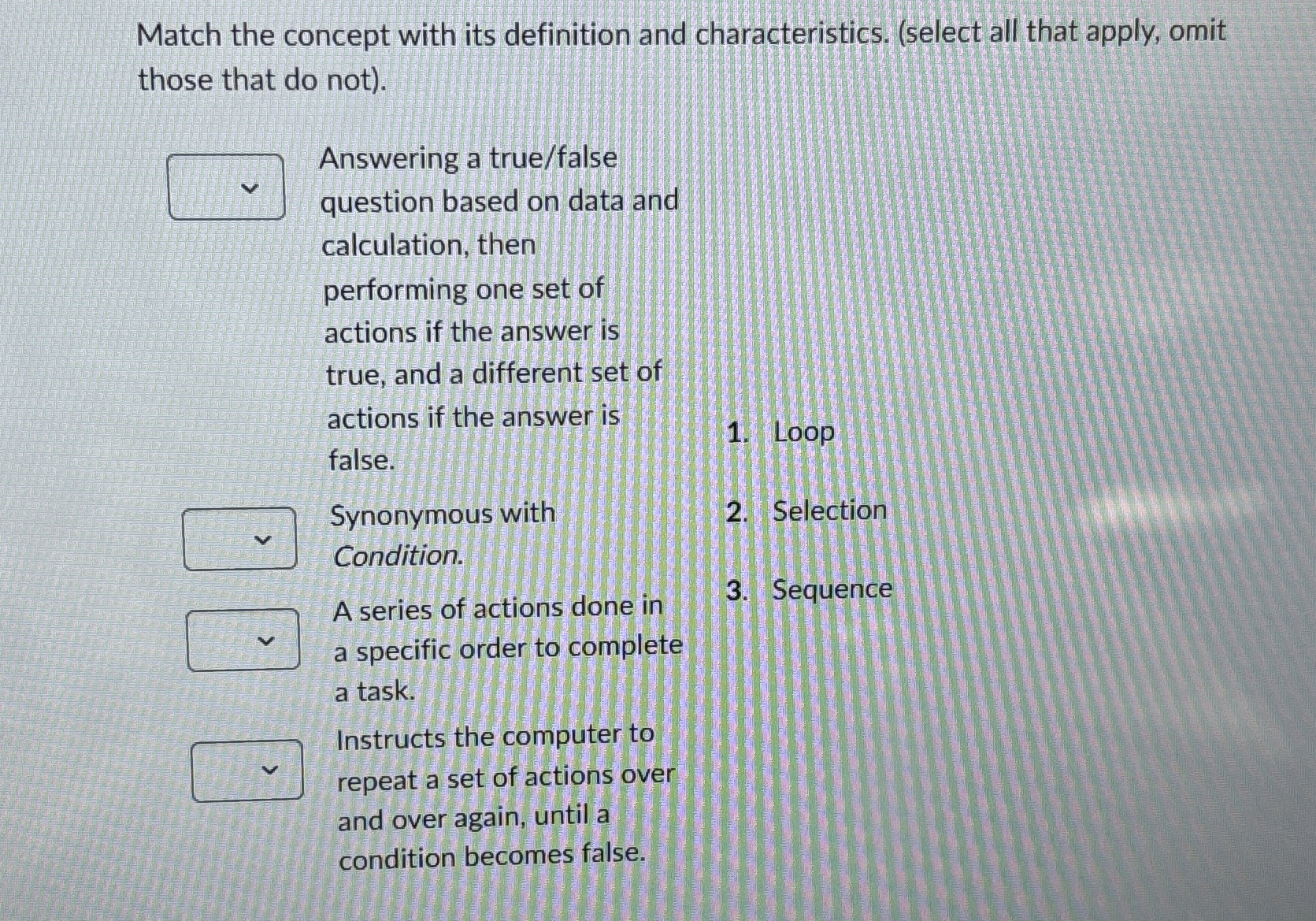 Solved Match the concept with its definition and | Chegg.com