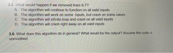 Solved Given the algorithm below, answer the following | Chegg.com