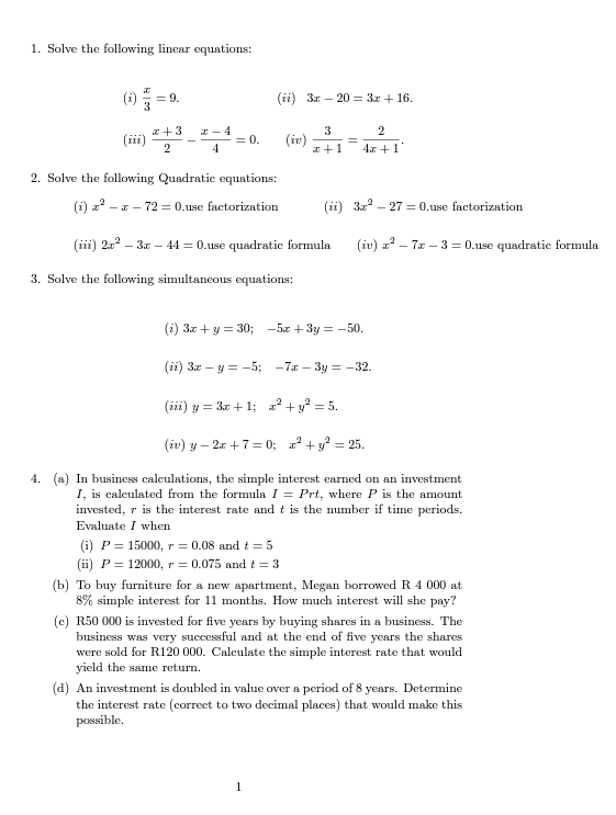 Solved 1. Solve the following linear equations: = 9. x+3 | Chegg.com