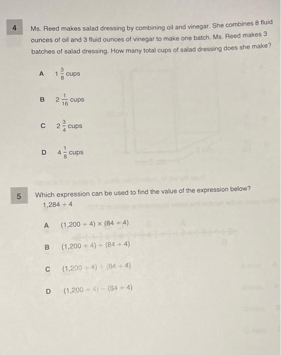 Solved Ms. Reed makes salad dressing by combining oil and