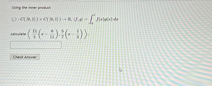 Solved Using the inner product | Chegg.com