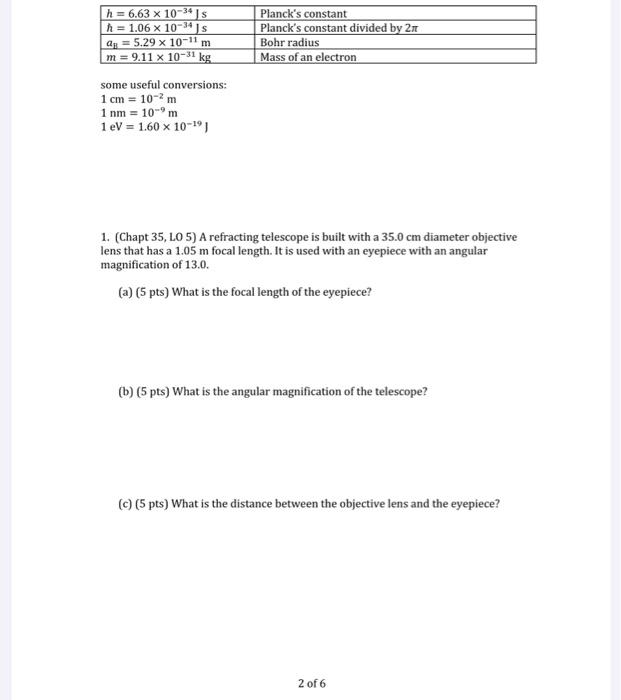 Solved Planck's constant Planck's constant divided by 2 Bohr | Chegg.com