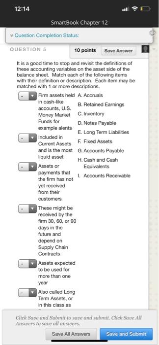 Solved 12:14 SmartBook Chapter 12 Question Completion | Chegg.com