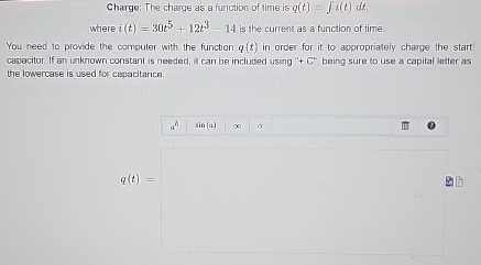 Solved Charge: The charge as a function of time is | Chegg.com