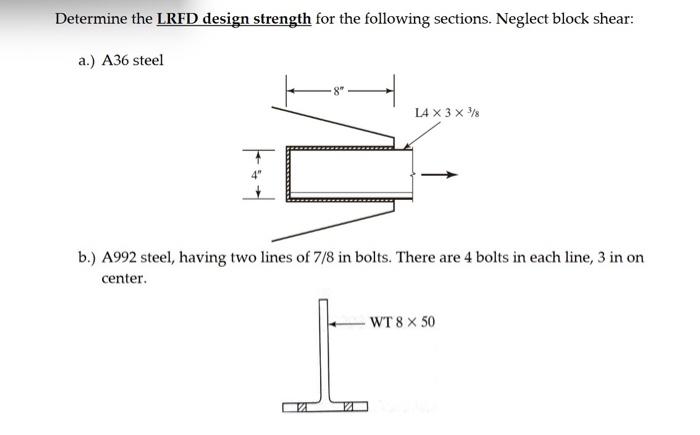 Solved Determine the LRFD design strength for the following 