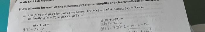 Solved Show all work for each of the following problems. | Chegg.com