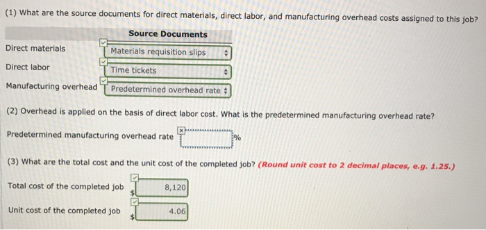 Solved A job cost sheet of Sandoval Company is given below 