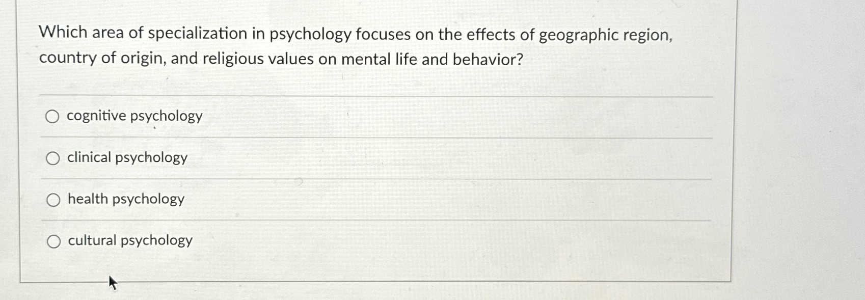 Photo inspiration: Gallery Detail: Solved Which Area Of Specialization In Psychology Focuses On