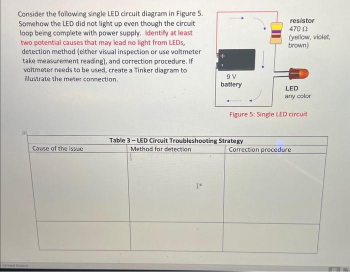 Solved Consider The Following Single LED Circuit Diagram In | Chegg.com