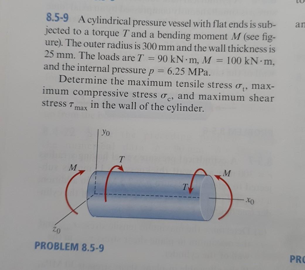 Solved L an 8.5-9 A cylindrical pressure vessel with flat | Chegg.com