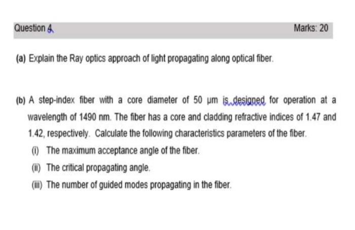 Solved Question 4 Marks: 20 (a) Explain the Ray optics | Chegg.com