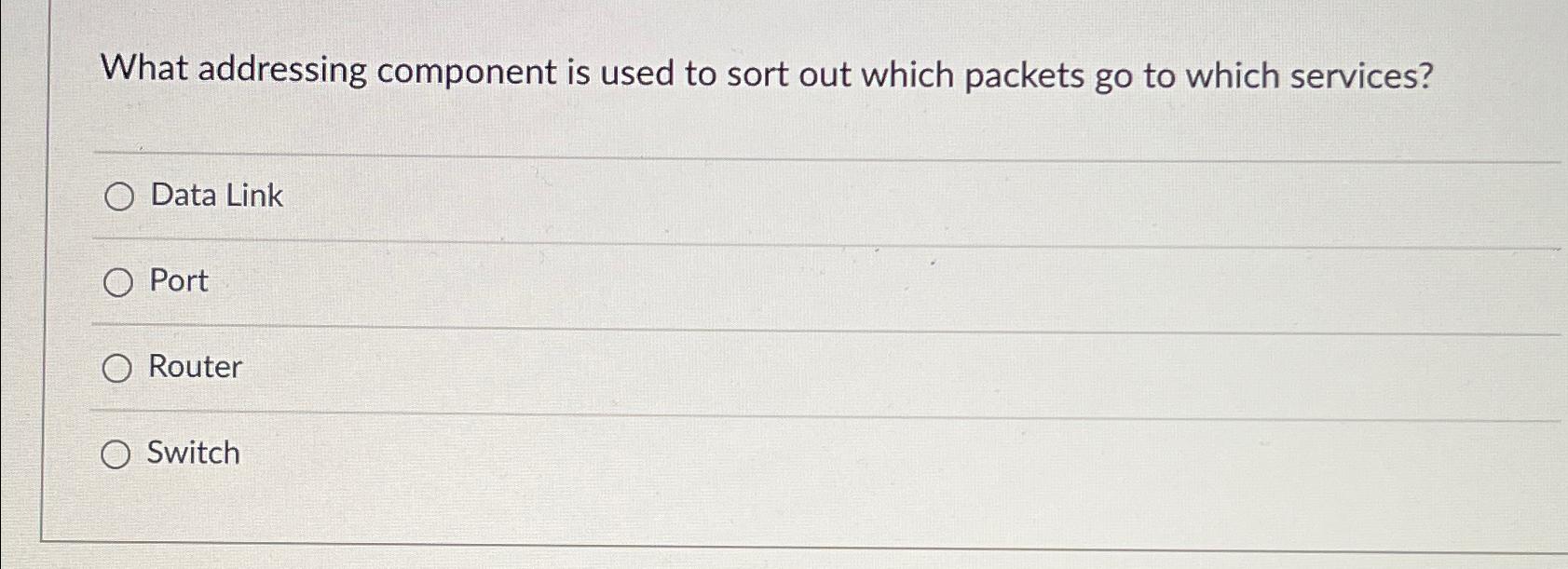 Solved What addressing component is used to sort out which | Chegg.com