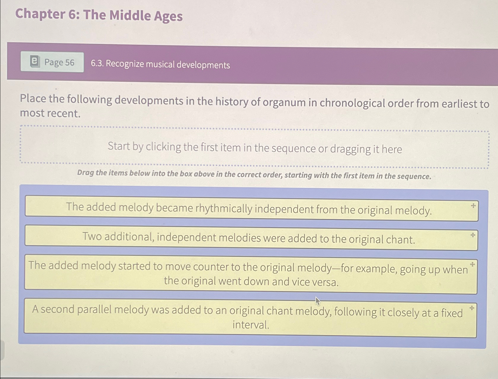Solved Chapter 6: The Middle Ages6.3. ﻿Recognize musical | Chegg.com