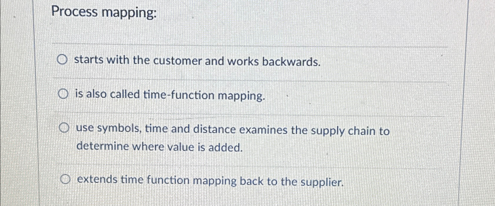 Solved process mapping starts with the customer and works chegg