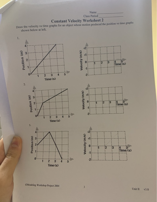 Solved Name Class Period Constant Velocity Worksheet 2 Draw | Chegg.com