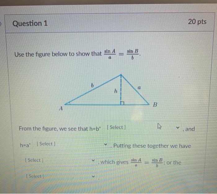 Solved Question 1 20 pts Use the figure below to show that | Chegg.com