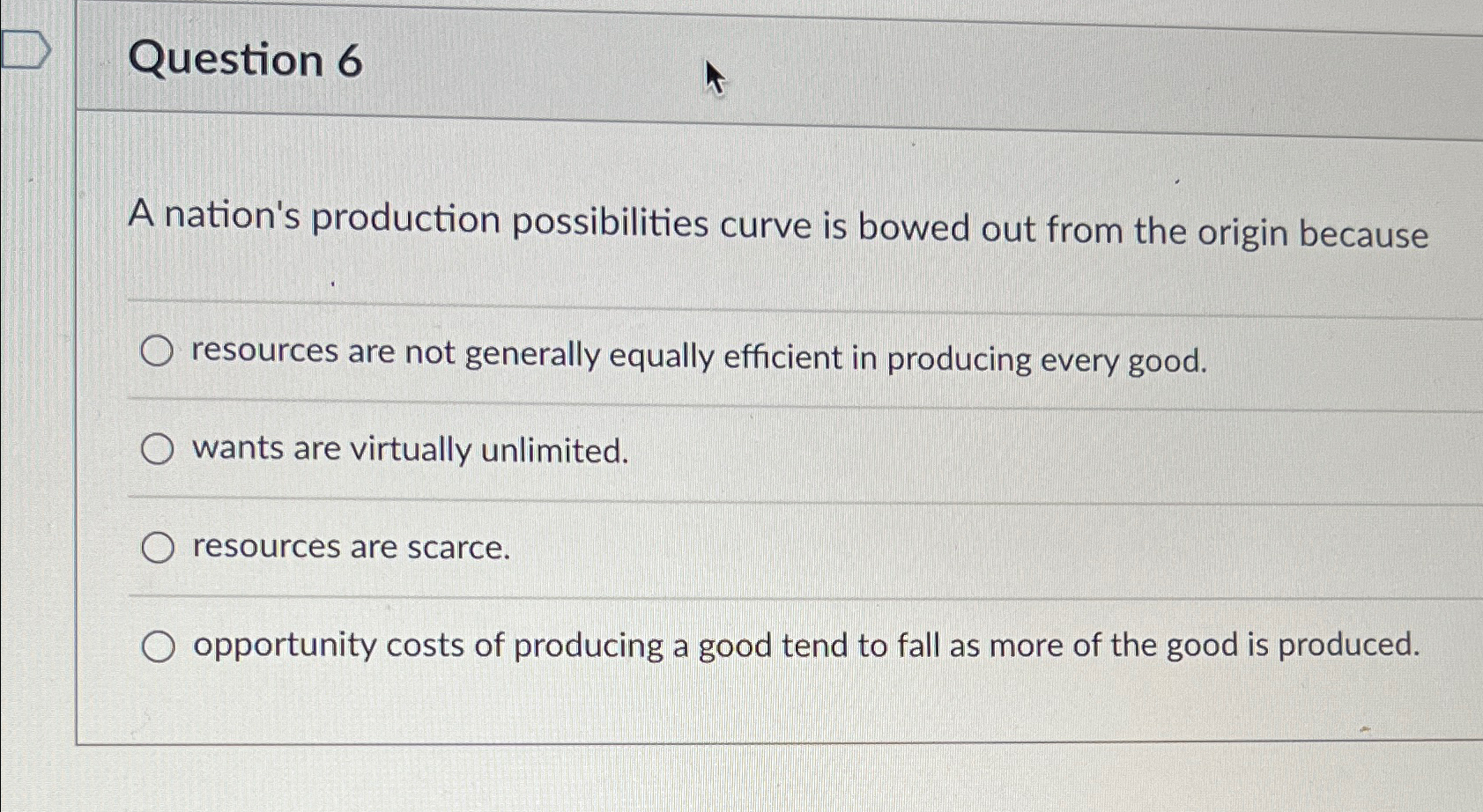 Solved Question 6A nation's production possibilities curve | Chegg.com