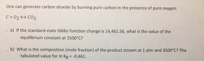 Solved One can generate carbon dioxide by burning pure | Chegg.com
